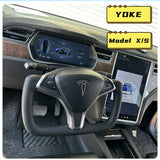 TESLA YOKE  Black Steering Wheel with Leather  for S X Y 3 Models