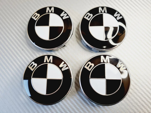 Wheel Hub Caps Black and White  for BMW