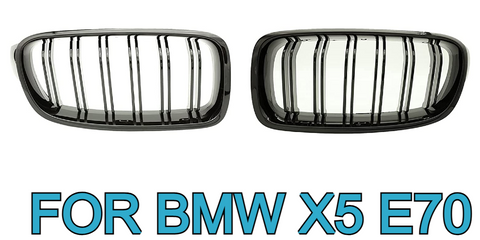 BMW X5 X6 E70 E71  Front Grill Double Line Black Glossy